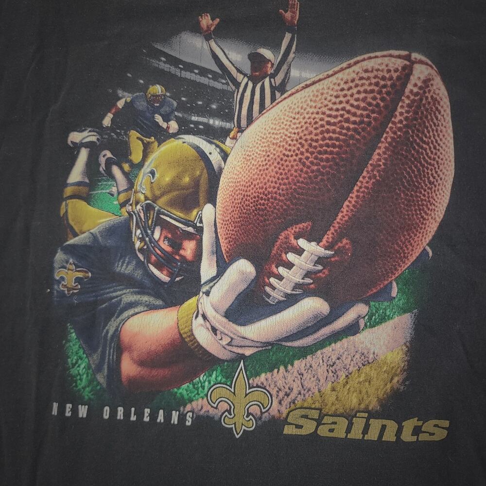 Vintage‎ 90s New Orleans Saints NFL Apparel Diving Touchdown Men’s T Shirt 2XL - Picture 2 of 7